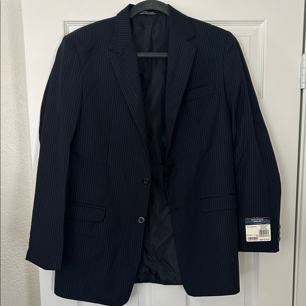 Nautica Dark Blue Striped Blazer